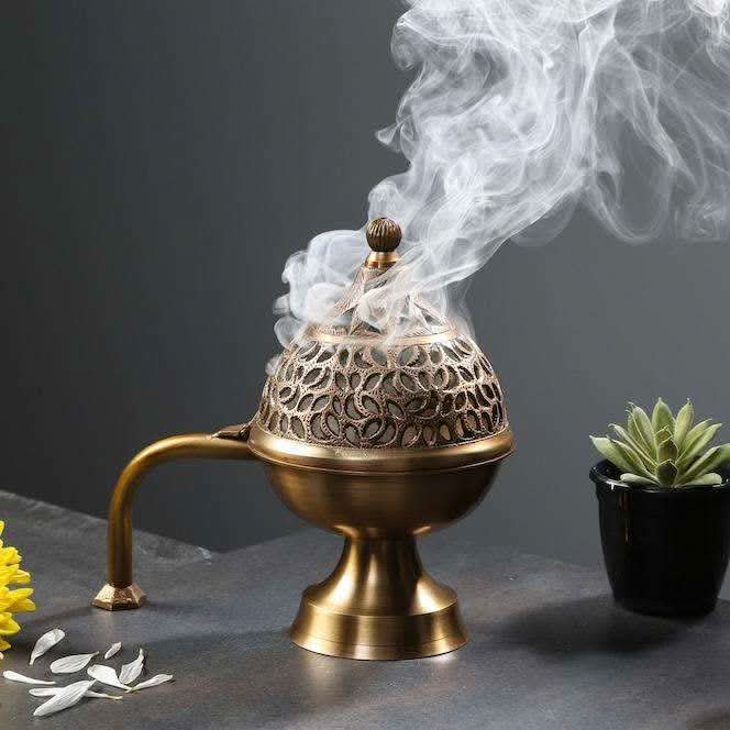 Brass Heritage Handheld Loban Burner Dhoop Dani