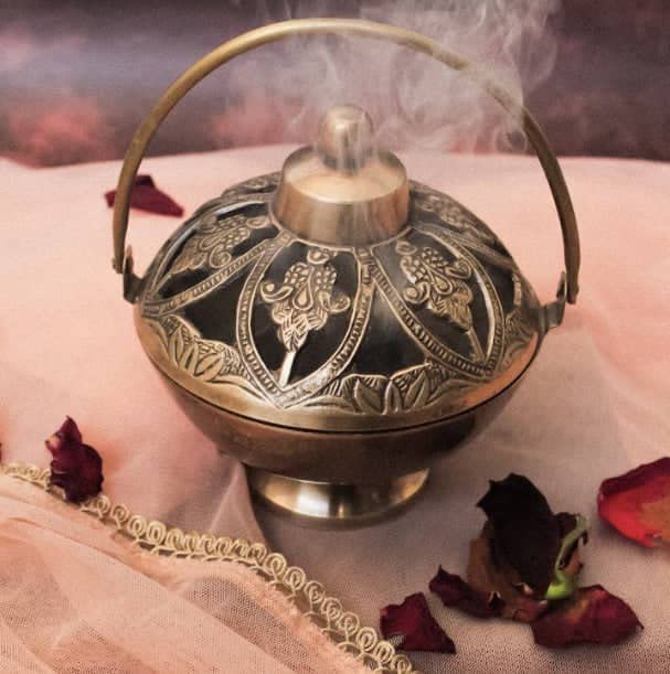 Vintage Brass Loban Burner Lamp with Handle