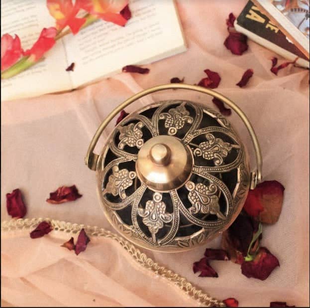 Vintage Brass Loban Burner Lamp with Handle