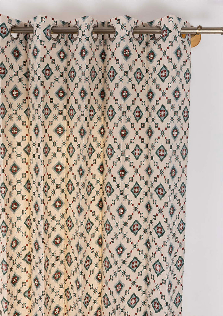 Thinnai 100% Cotton Ethnic Printed Curtain for Living & Bedroom - Ligth Reduction - Multicolor - Single Piece | SHOBITAM