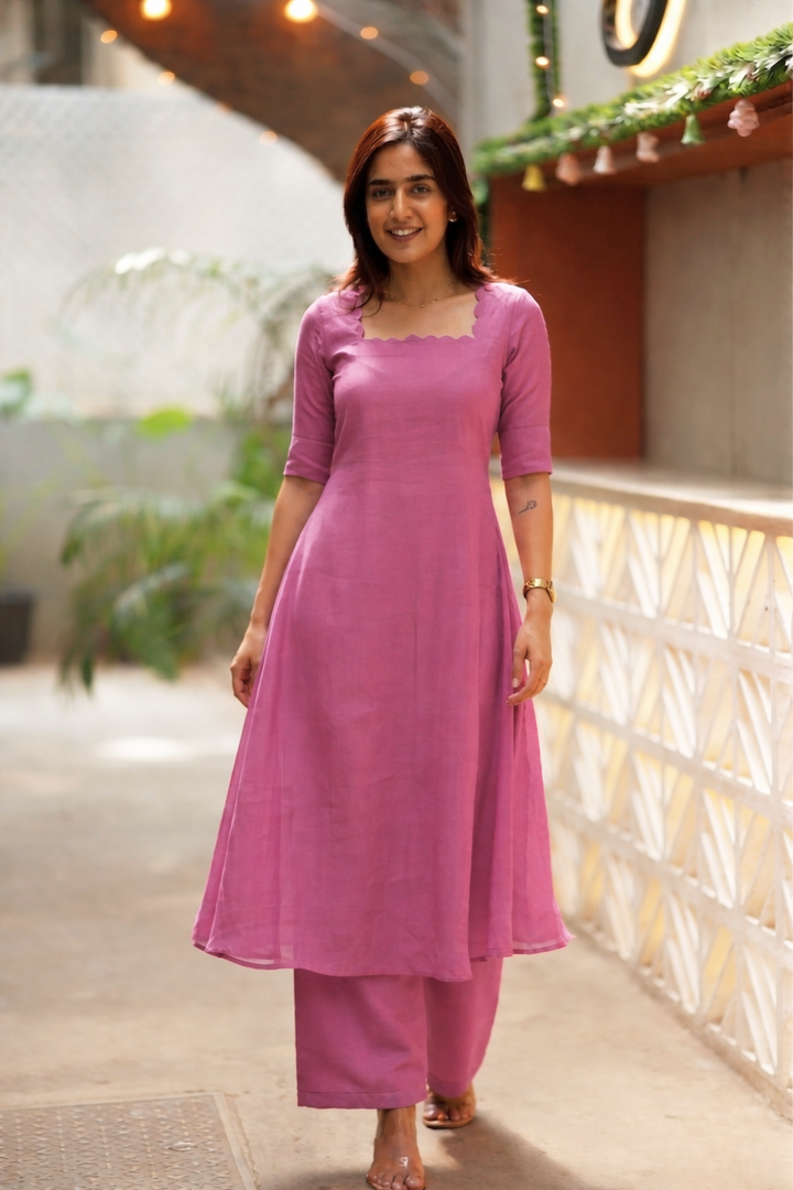 Aarna Pink Kurta Set (Set of 2) | SHOBITAM