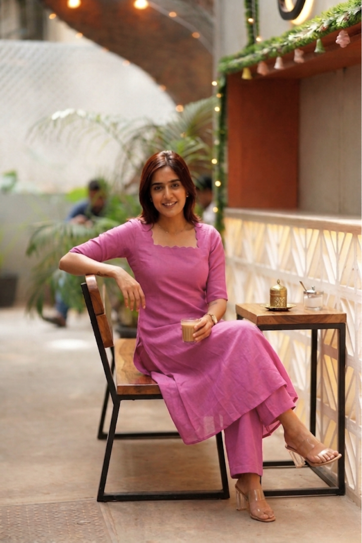 Aarna Pink Kurta Set (Set of 2) | SHOBITAM