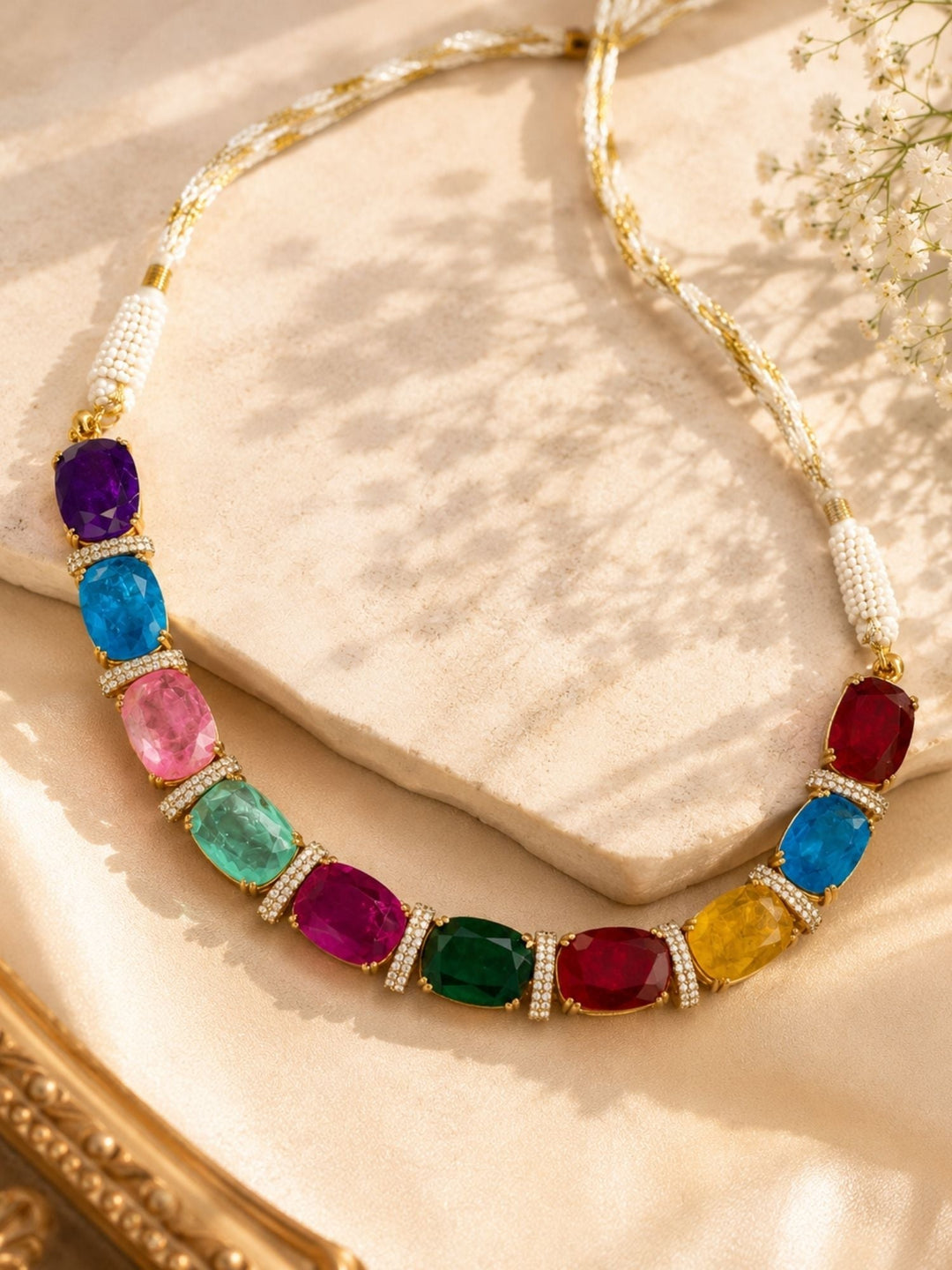Unique Crystal Choker Necklace Set | SHOBITAM