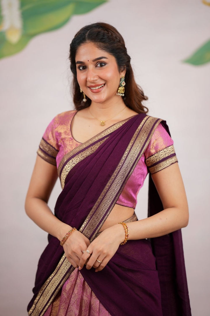 Tanisha Pink Halfsaree (Set of 3) | SHOBITAM