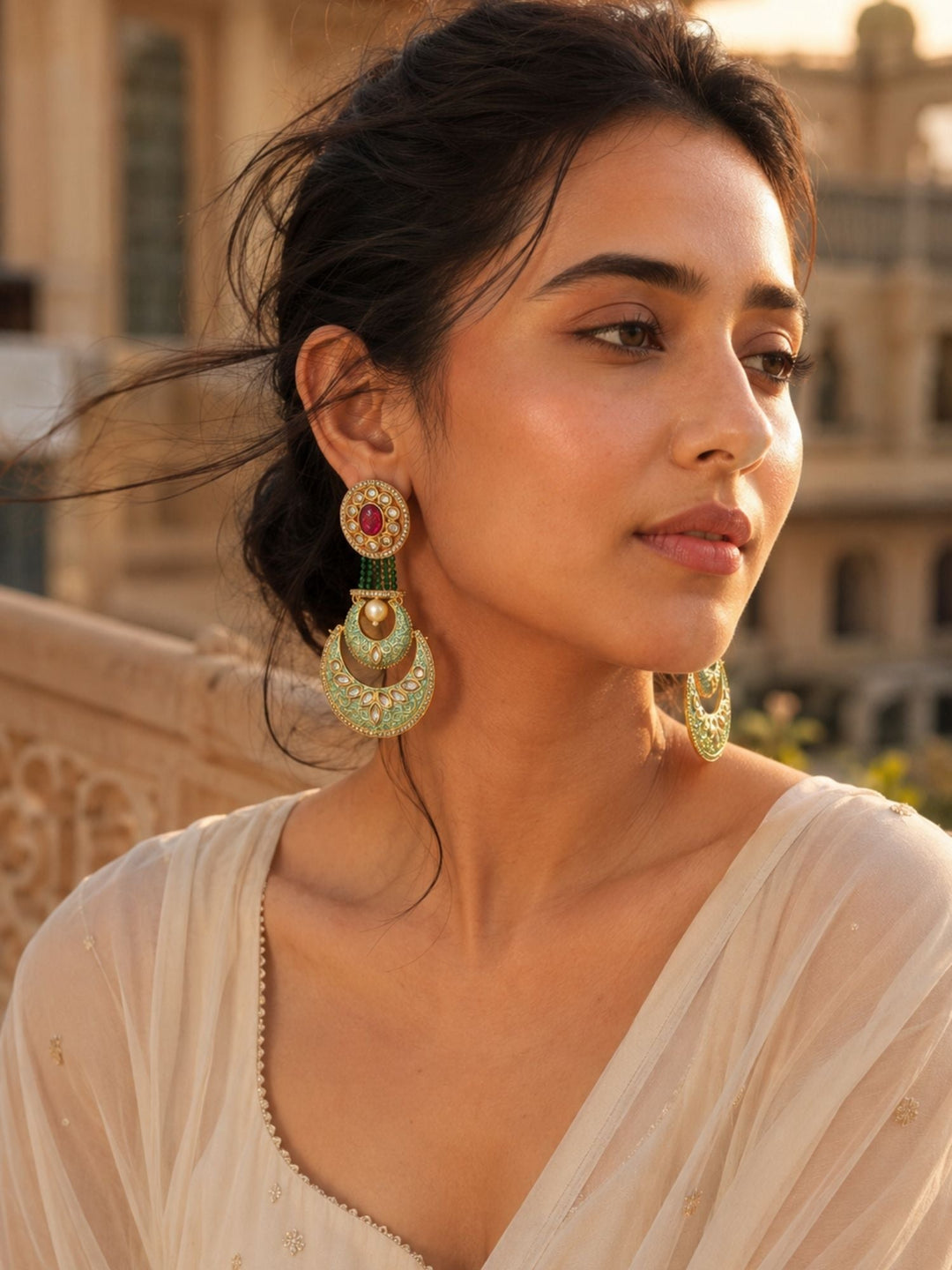 Chandbali Earrings in Gold Finish – Festive Wear | SHOBITAM