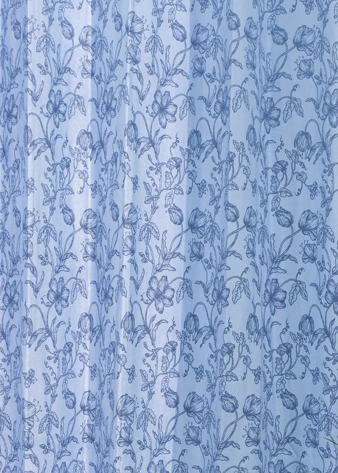 French Farmhouse 100% cotton floral curtain for living room - Room darkening - Blue - Single Piece | SHOBITAM