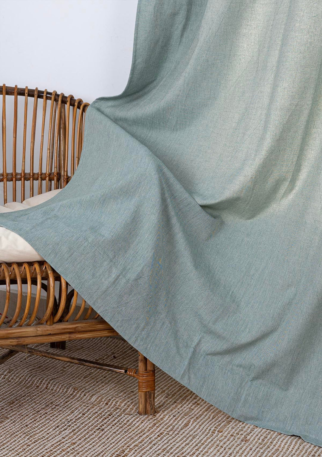 Ocean Teal Linen Cotton Plain Curtain for living room & bedroom - Room Darkenin | SHOBITAMg - Single Piece