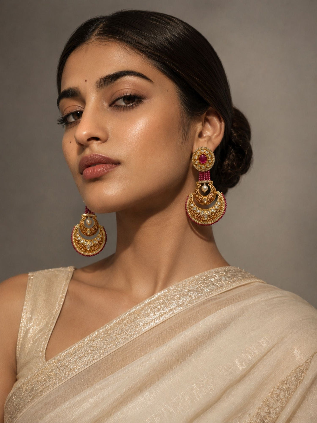Chandbali Earrings in Gold Finish – Festive Wear | SHOBITAM