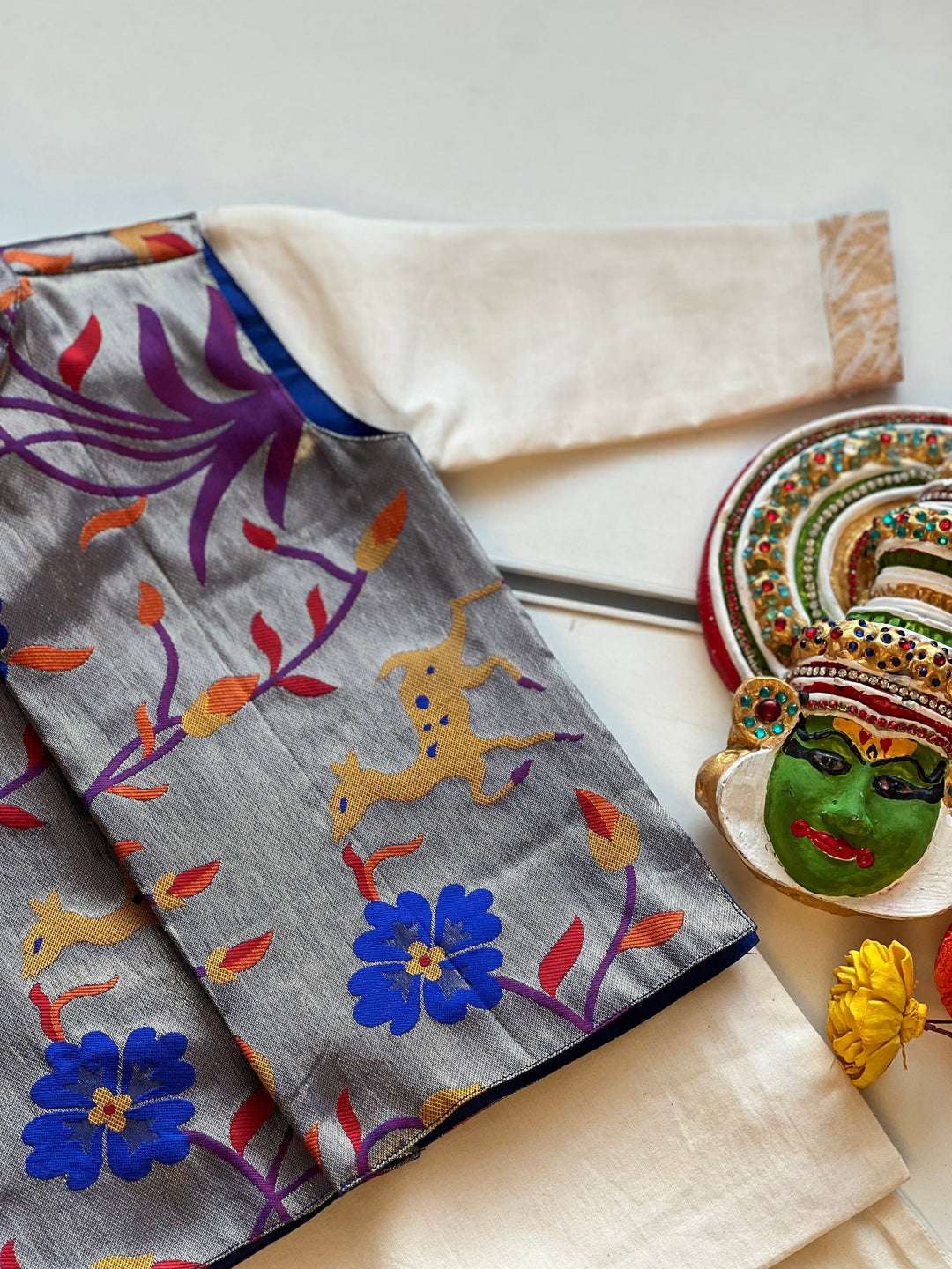 Boys - Paithani Kurta Set Blue - (Onam Edit) Express | SHOBITAM