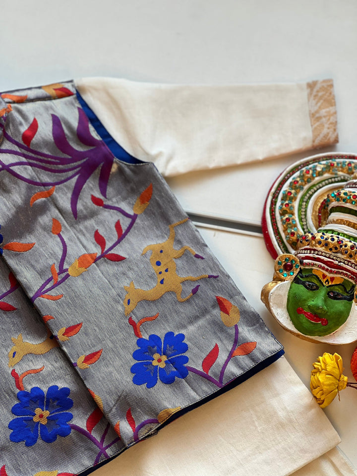Boys - Paithani Kurta Set Blue - (Onam Edit) Express | SHOBITAM