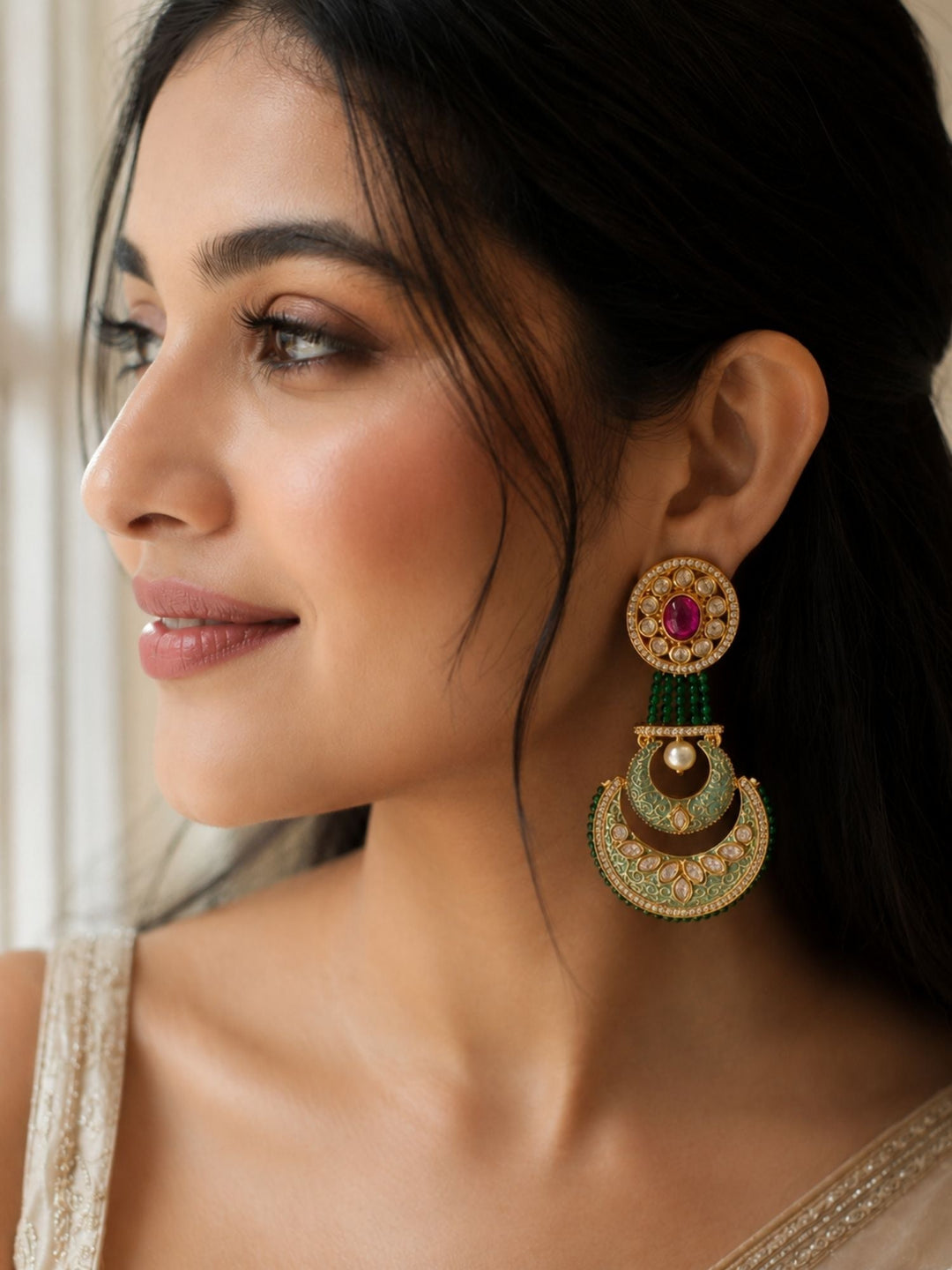 Chandbali Earrings in Gold Finish – Festive Wear | SHOBITAM