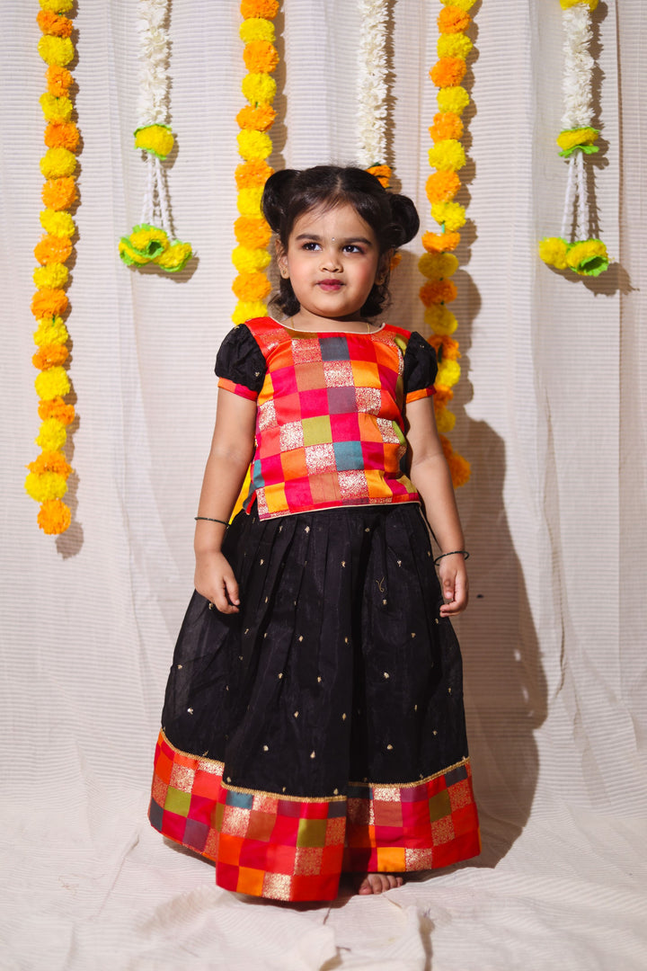 Poonam Black Skirt & Multicolor Top Mini | Made To Order