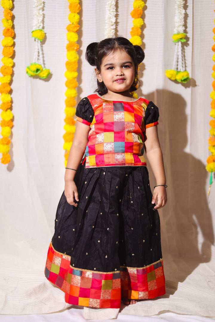 Poonam Black Skirt & Multicolor Top Mini | Made To Order