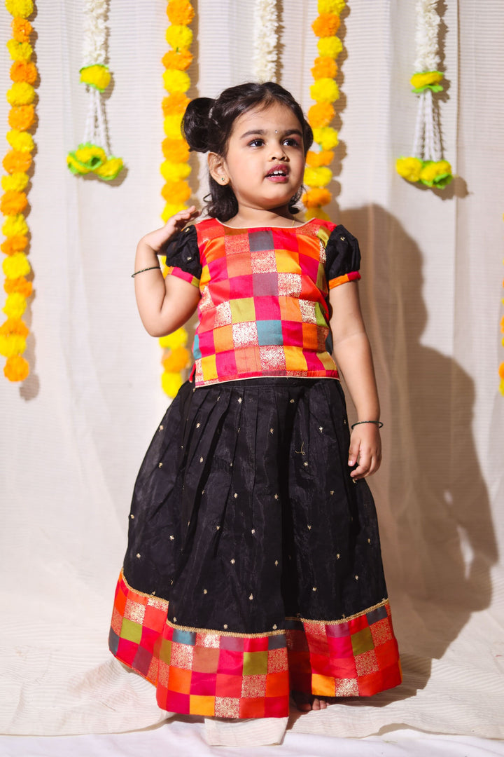Poonam Black Skirt & Multicolor Top Mini | Made To Order