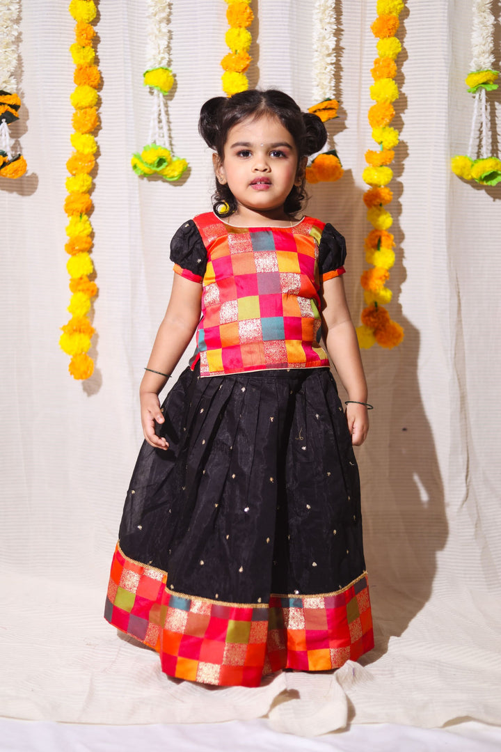Poonam Black Skirt & Multicolor Top Mini | Made To Order