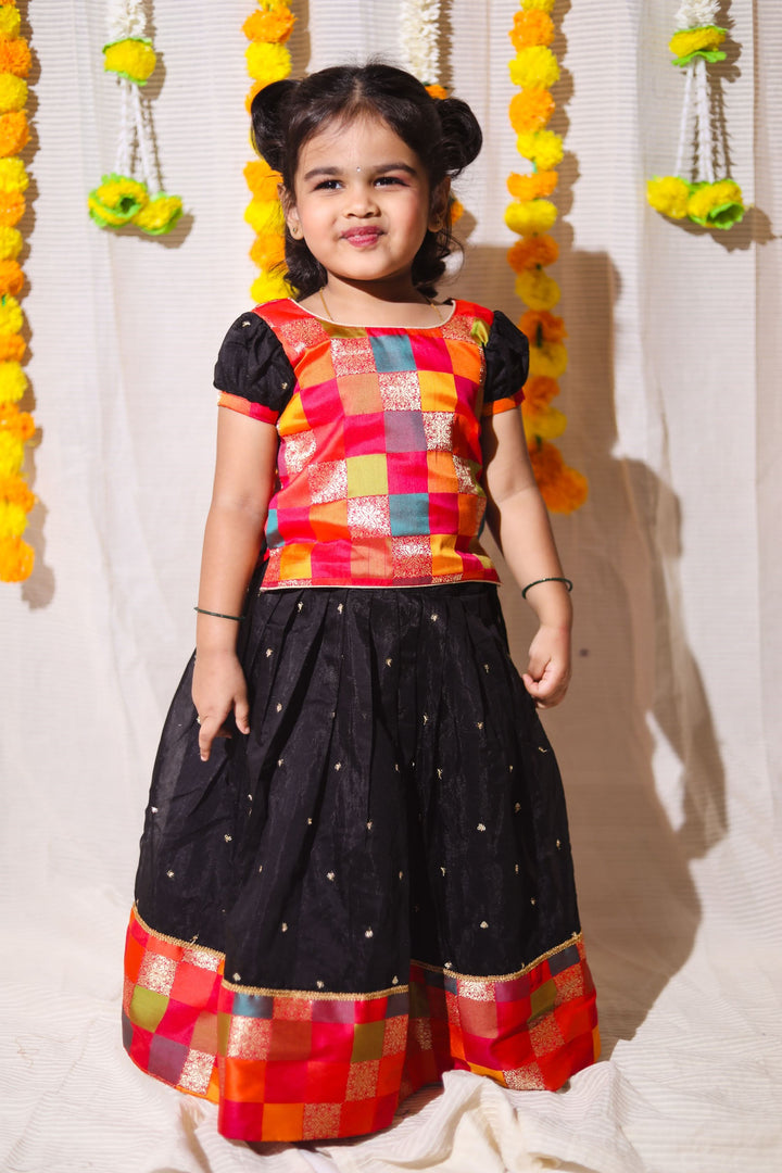 Poonam Black Skirt & Multicolor Top Mini | Made To Order