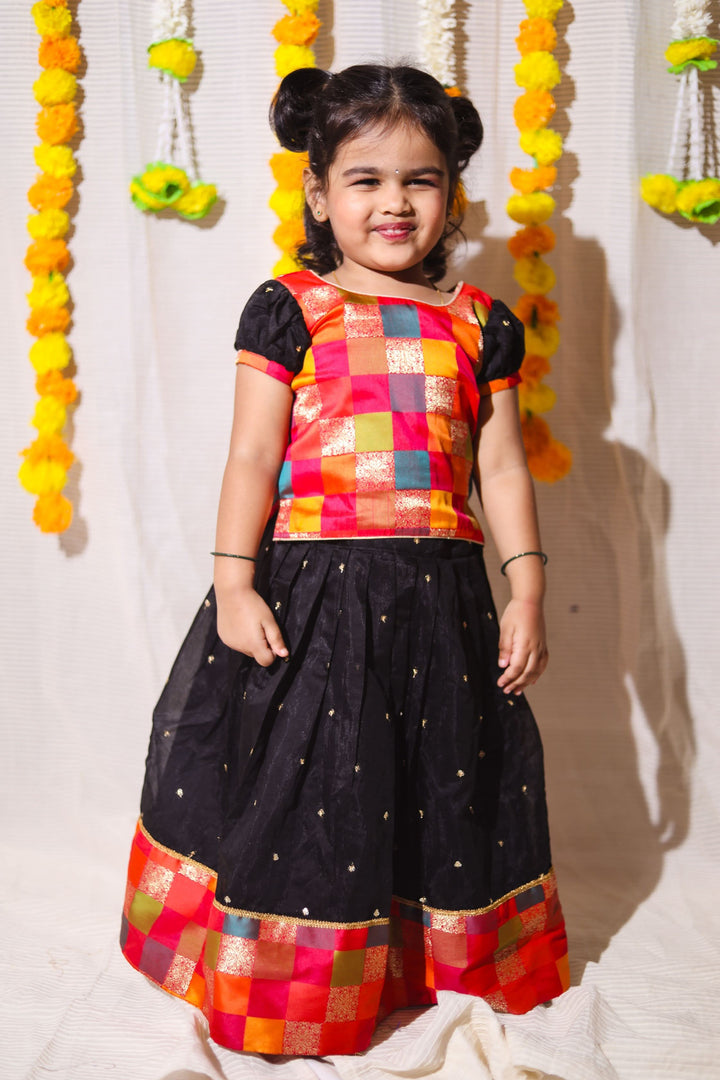 Poonam Black Skirt & Multicolor Top Mini | Made To Order
