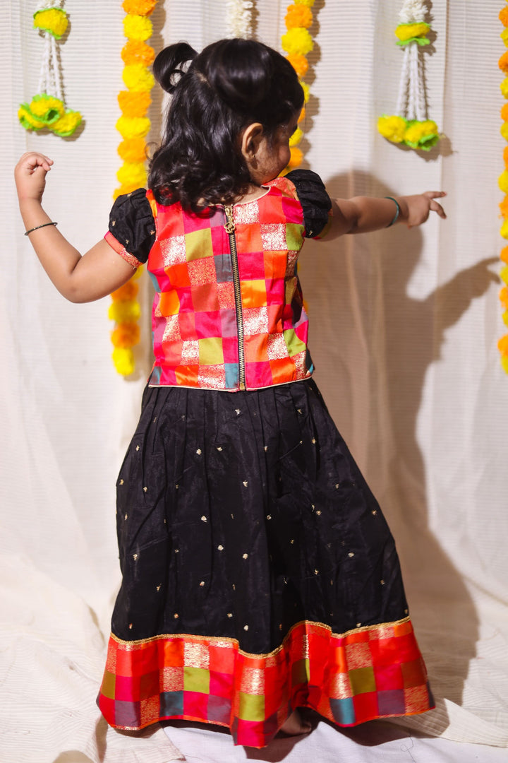 Poonam Black Skirt & Multicolor Top Mini | Made To Order