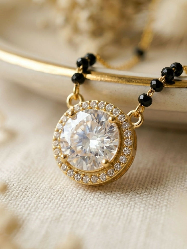 Cz Diamond Wedding Inspired Gold Diamond Mangalsutra | SHOBITAM