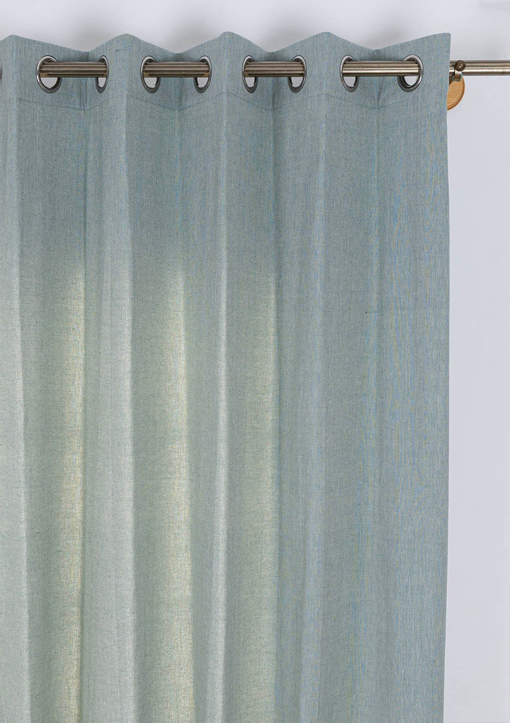 Ocean Teal Linen Cotton Plain Curtain for living room & bedroom - Room Darkenin | SHOBITAMg - Single Piece