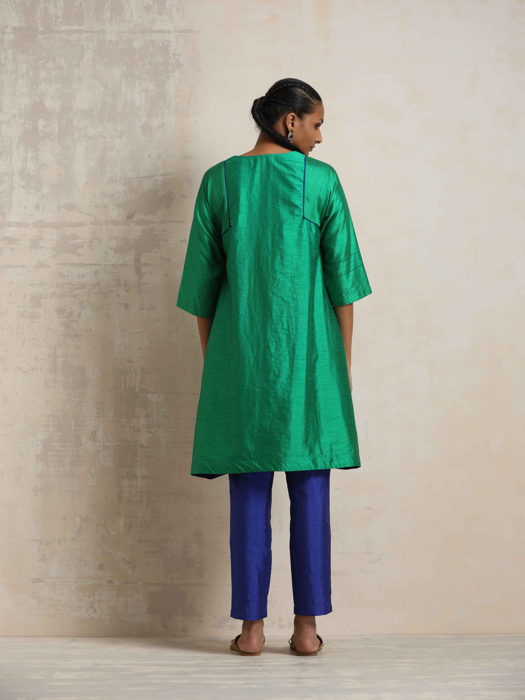 Bright Green Silk Kurta Co-ord Set | SHOBITAM