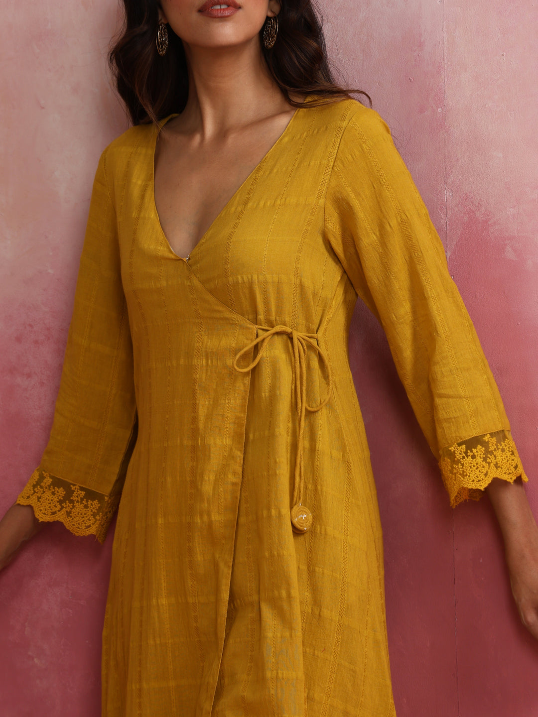 Mustard Cotton Dobby Kurta Set | SHOBITAM