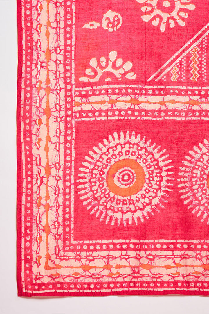 Pink Rayon Blend Floral Printed Straight Kurta Trouser With Dupatta | SHOBITAM