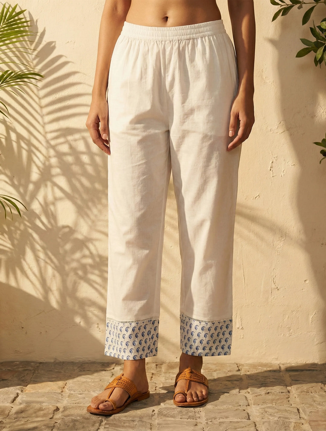 White Blue Printed Anarkali Kurta Pant Dupatta Set | SHOBITAM