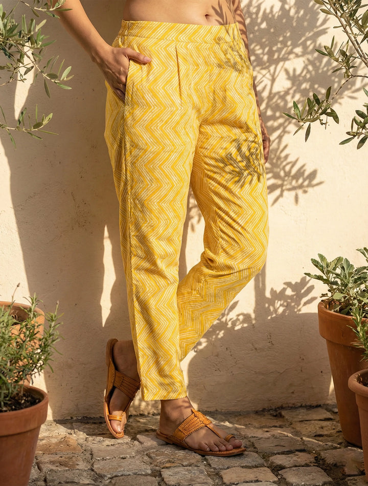 Yellow Floral Print Kurta Pant Dupatta Set | SHOBITAM