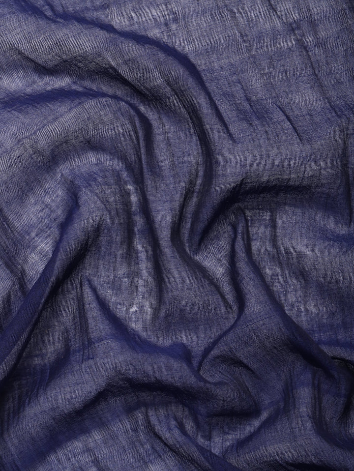Handloom Navy Colour Block Cotton Kantha Saree | SHOBITAM