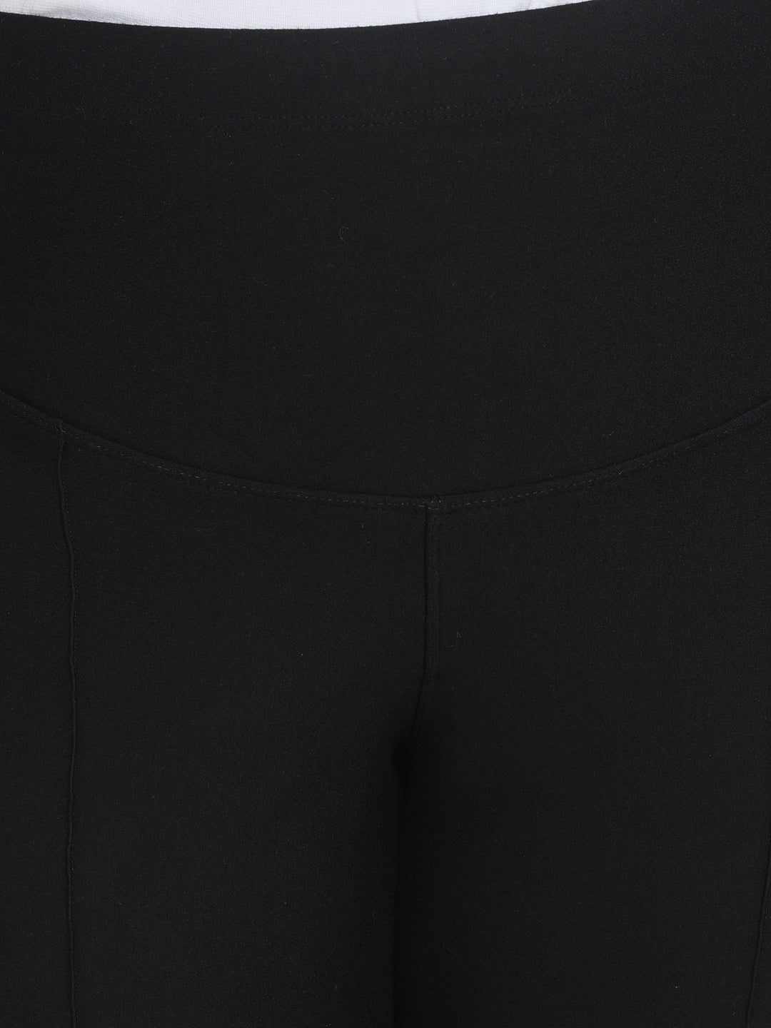 Plus Size Black Tummy Shaper Straight Fit Pants | Made to Order