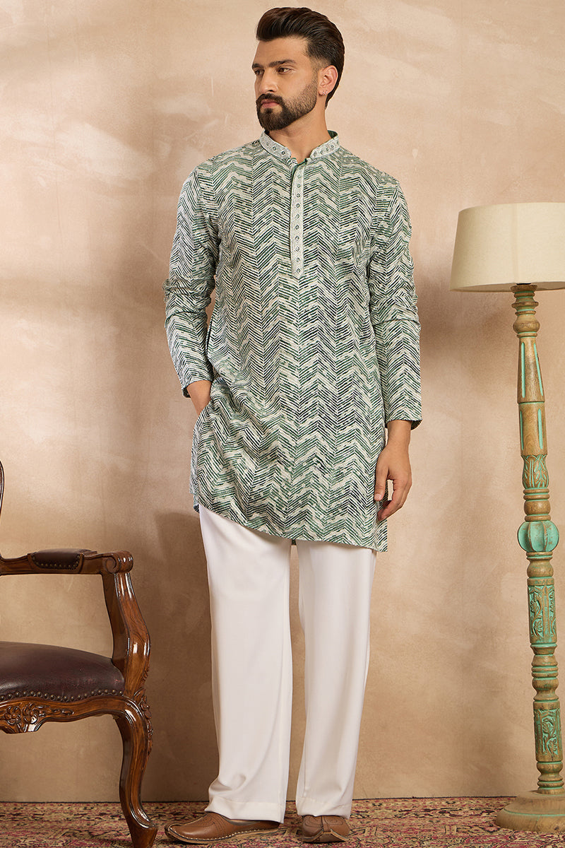Green Silk Blend Solid Embroidered Straight Kurta With Trouser | SHOBITAM