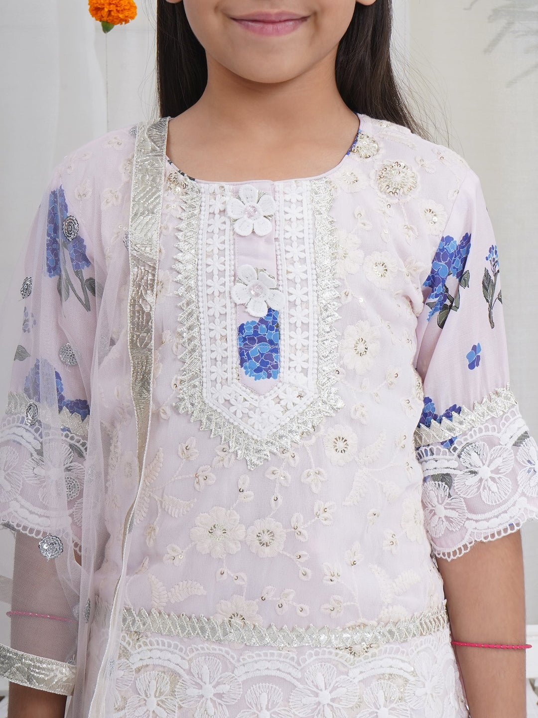 Rose water Floral Embroidery Lehenga Set | SHOBITAM
