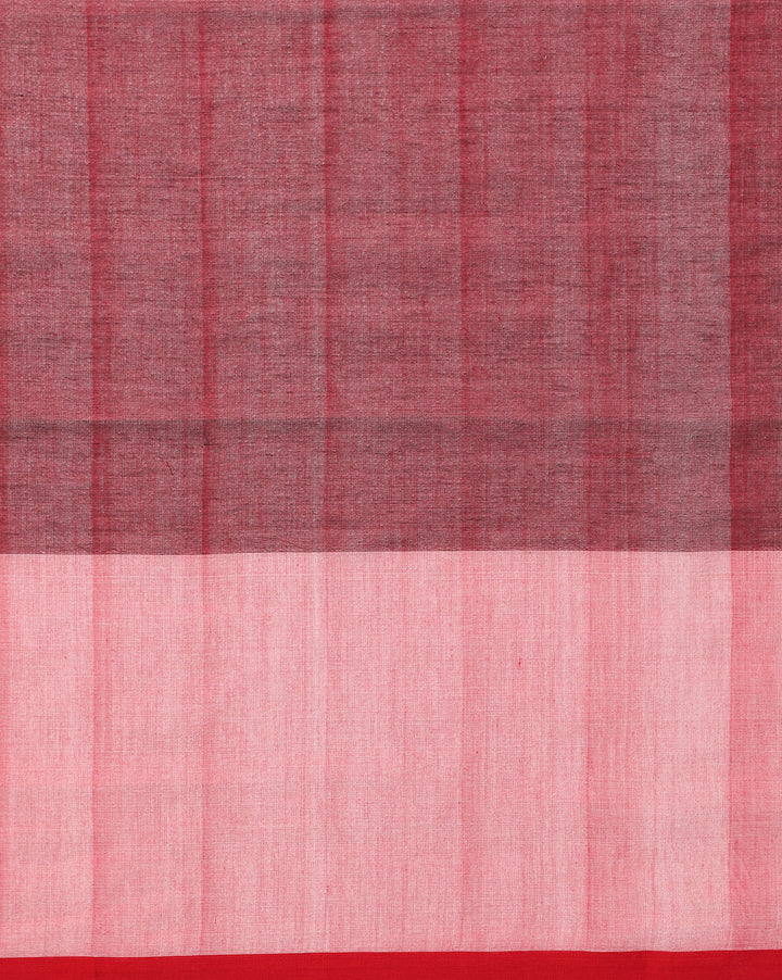 Maroon-Gray Handloom Color Block Cotton Saree