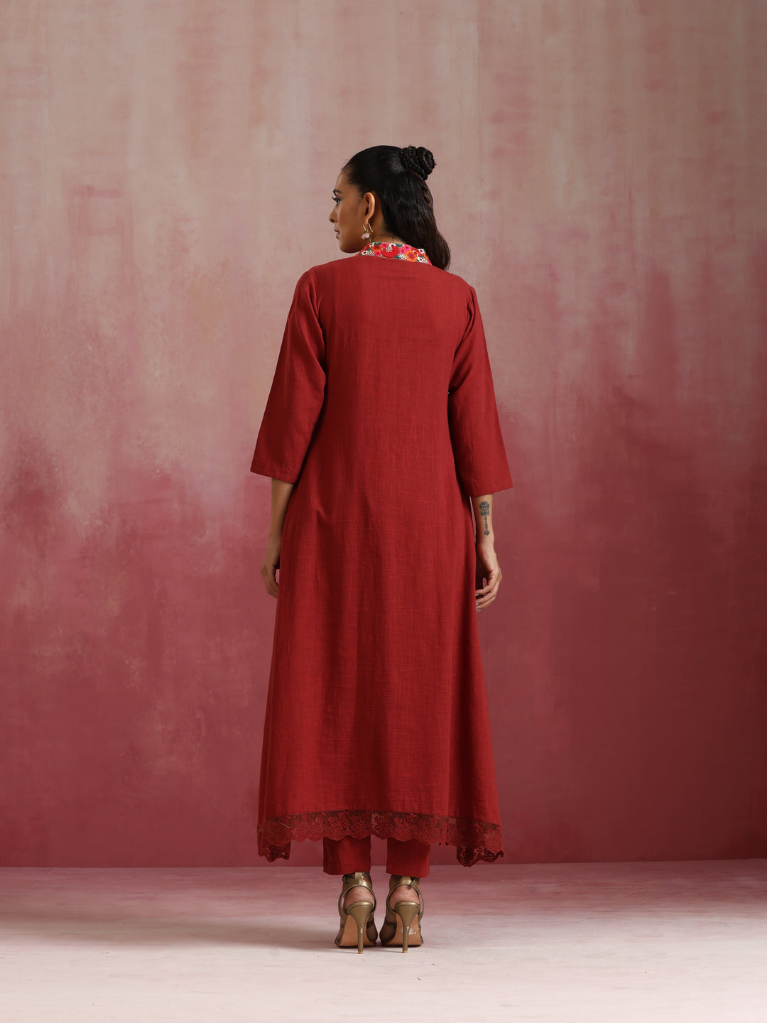 Maroon Cotton Dobby Kurta Set | SHOBITAM