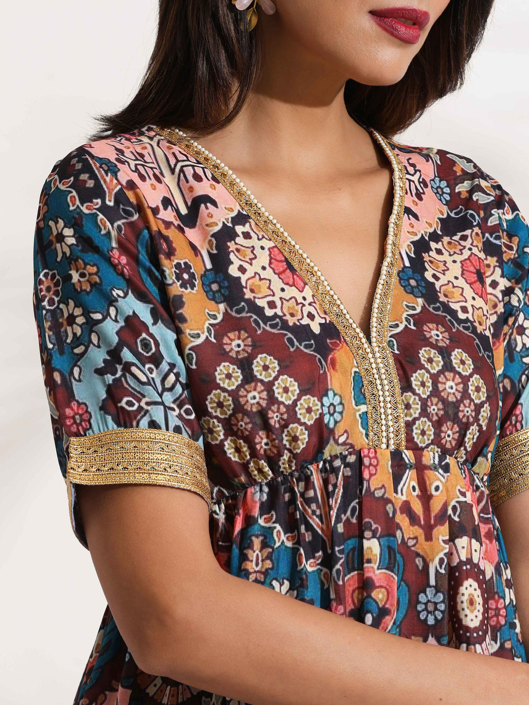 Brown Print Flared Co-ord Set | SHOBITAM