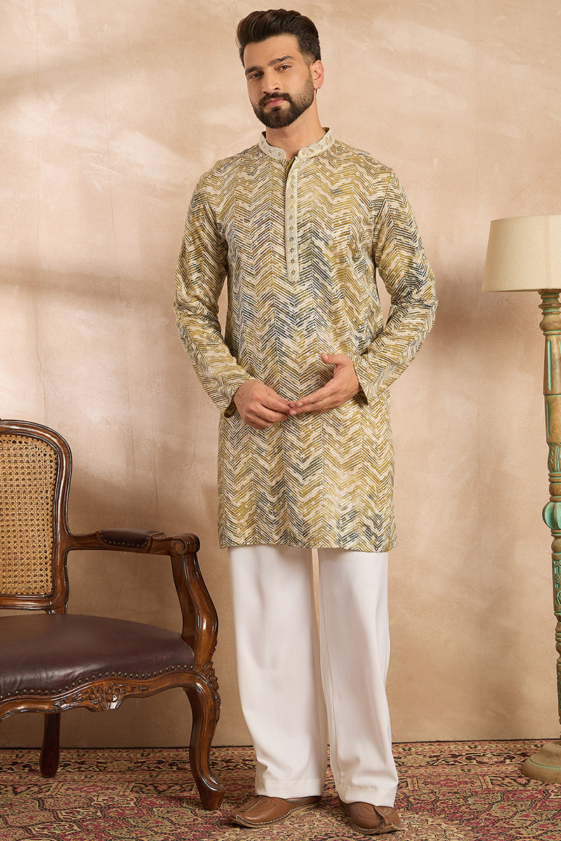 Green Silk Blend Solid Embroidered Straight Kurta | SHOBITAM