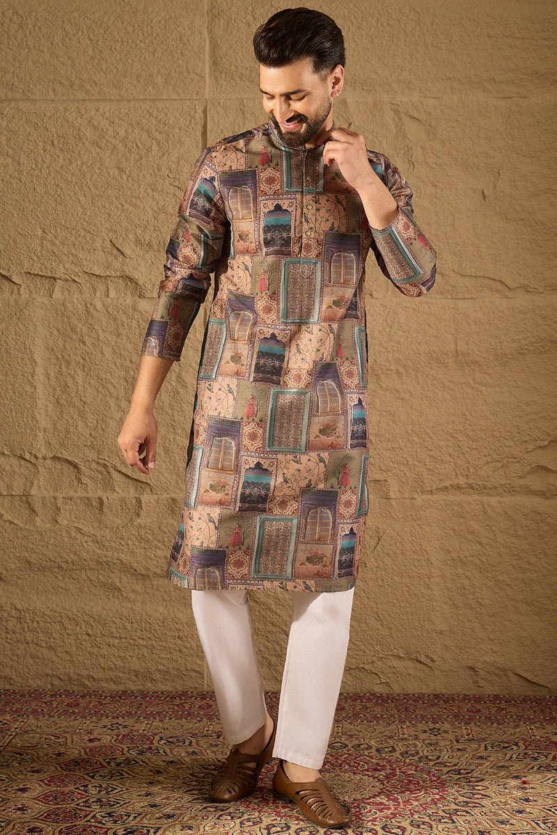 Multi Viscose Rayon Ethnic Motifs Embroidered Straight Kurta with Trouser  | SHOBITAM