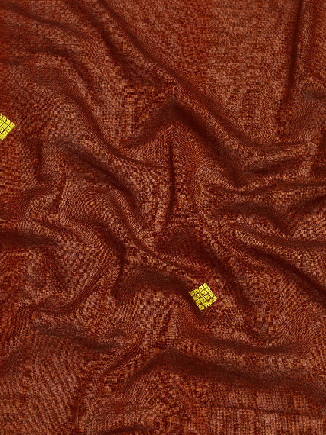Rust Brown Hand woven Assamese Cotton Saree
