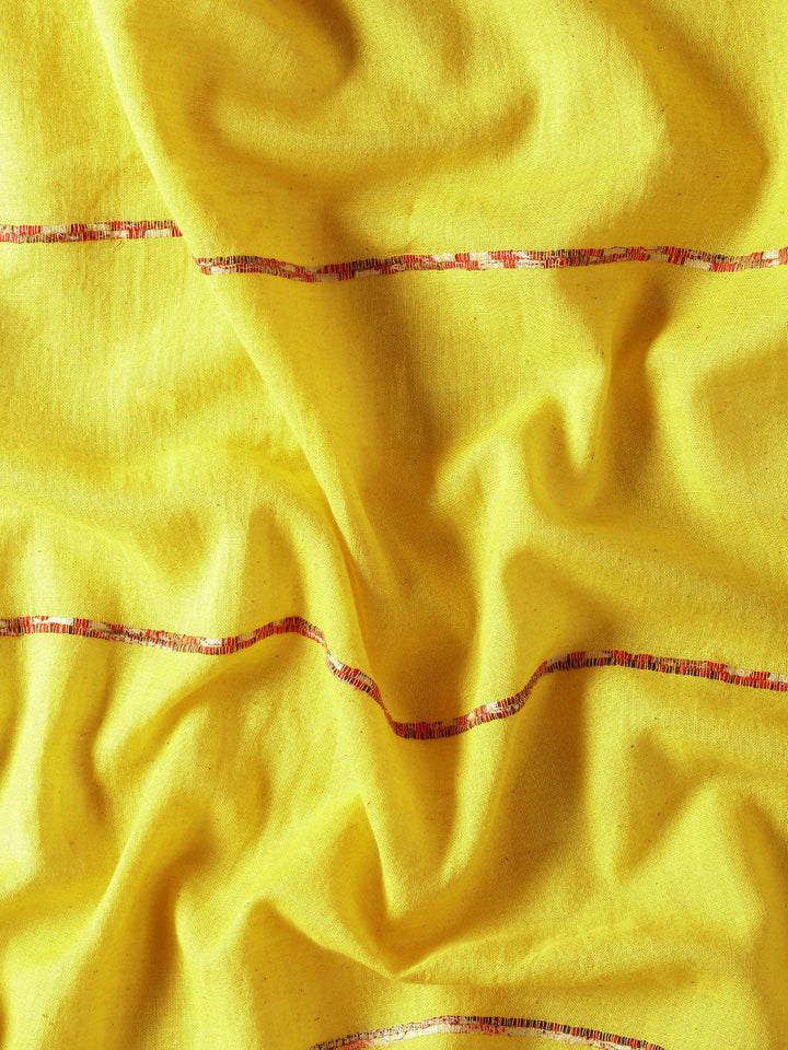 Yellow Khesh Kantha Cotton Saree | SHOBITAM