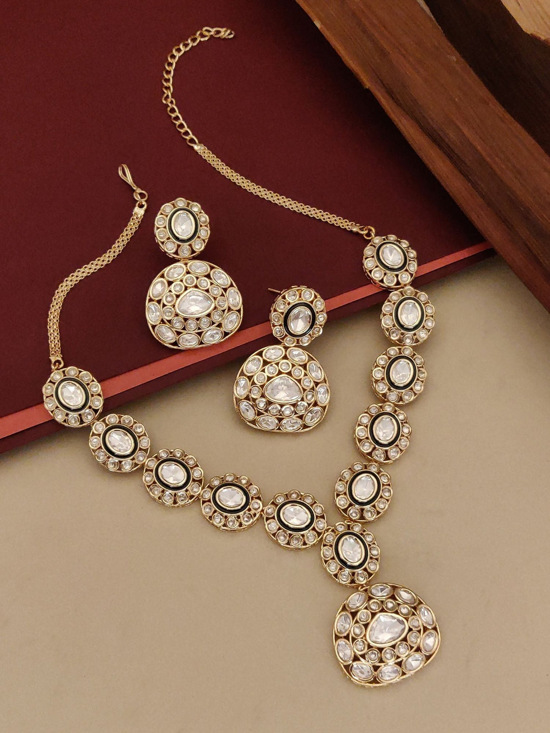 Kundan Polki Necklace Set with Earrings  | Shobitam