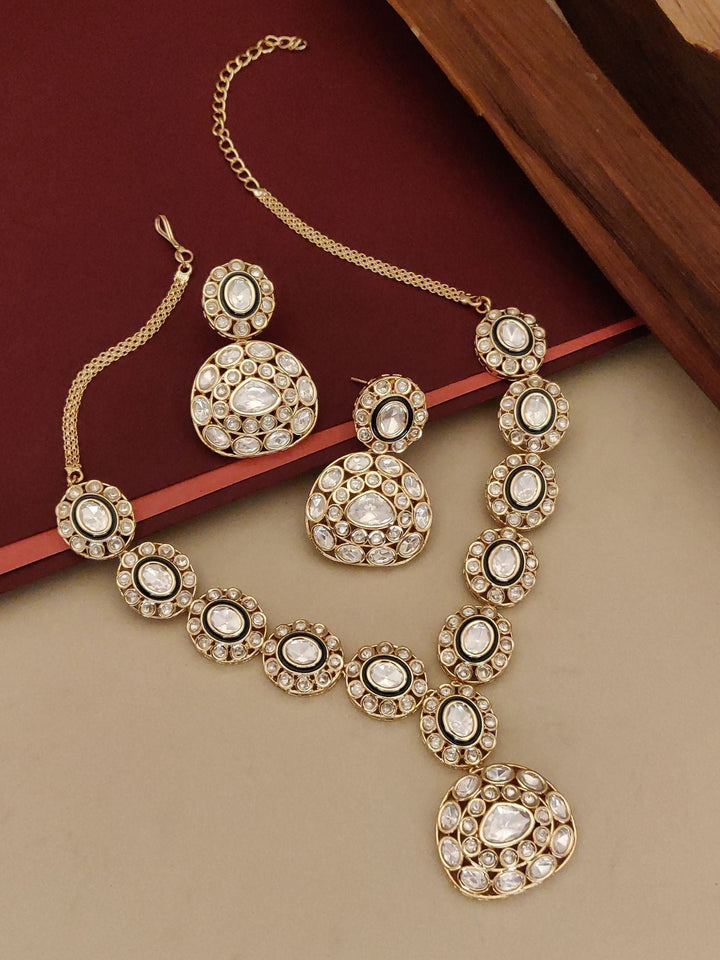 Kundan Polki Necklace Set with Earrings  | Shobitam