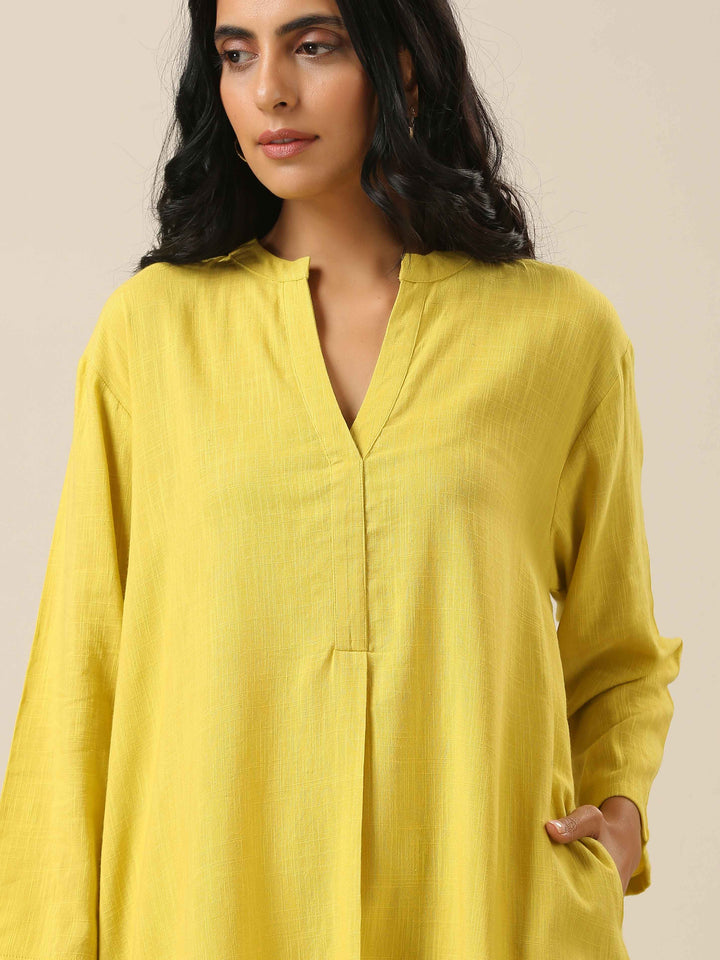 Lime Slub Texture Relax Fit Co-Ord Set | SHOBITAM