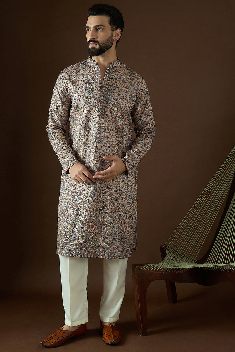Multi Polyster Solid Embroidered Straight Kurta | SHOBITAM