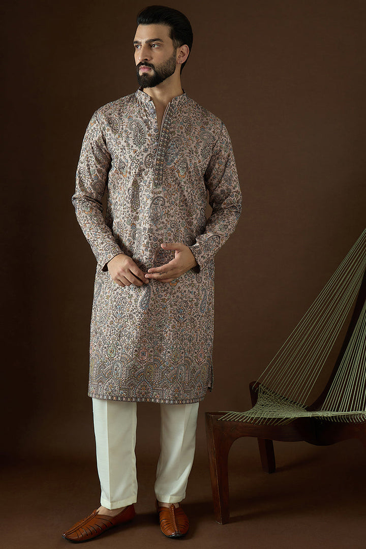 Multi Polyster Solid Embroidered Straight Kurta | SHOBITAM