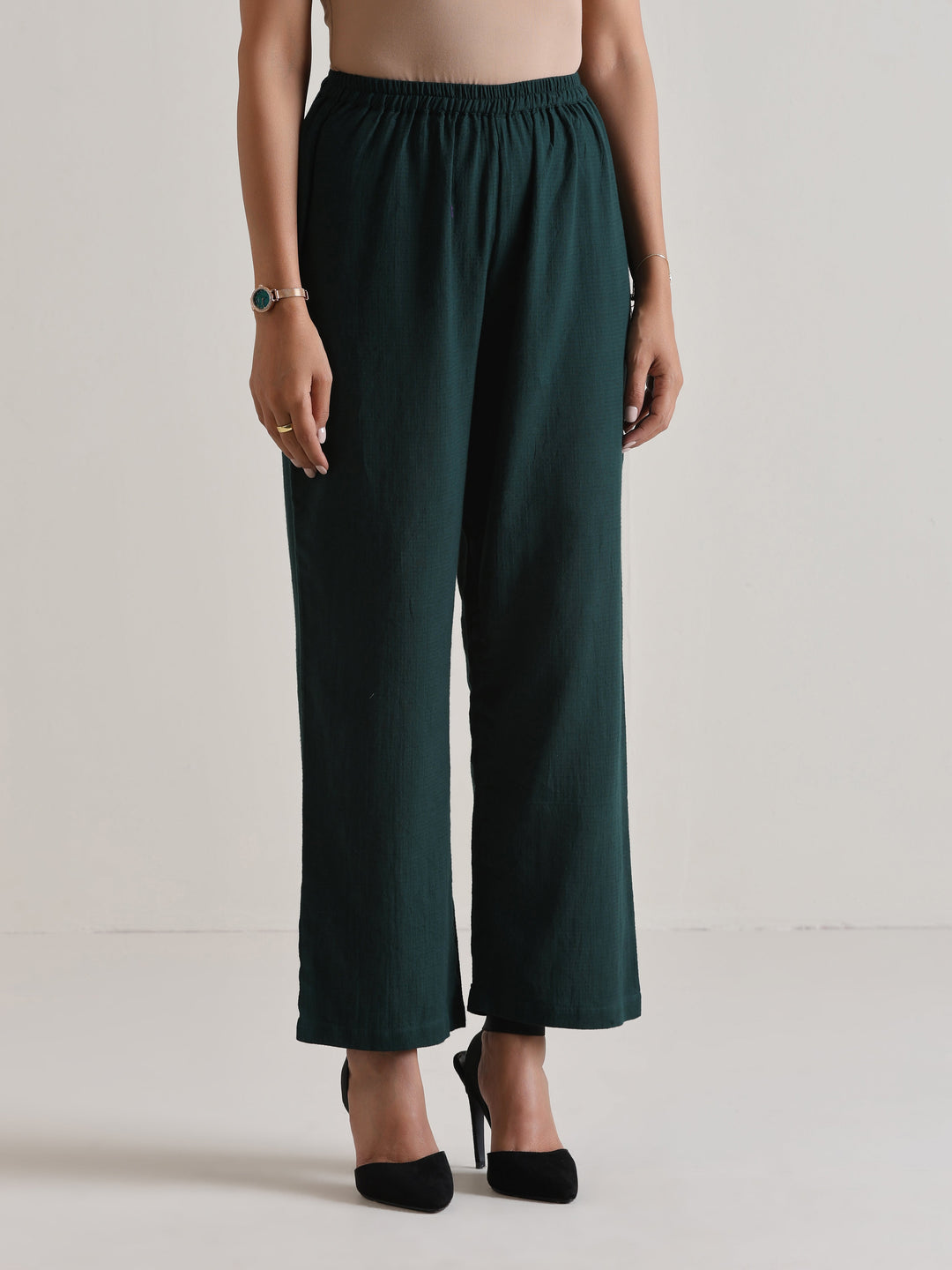 Dark Green Front Placket Co-Ord Set | SHOBITAM