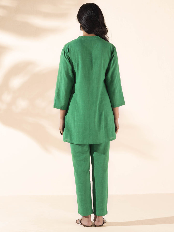 Green Cotton Relaxed Co-ord Set | SHOBITAM