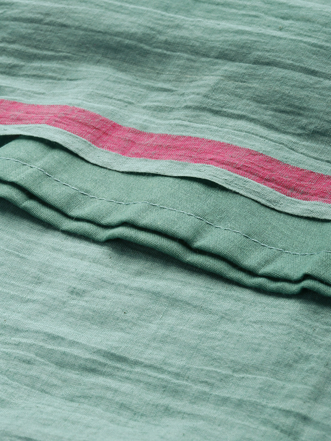 Green Cotton Handloom Dress | SHOBITAM