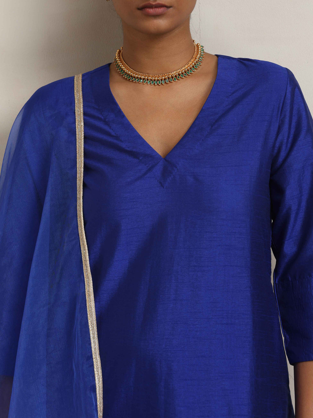 Electric Blue Sharara Dupatta Set | SHOBITAM