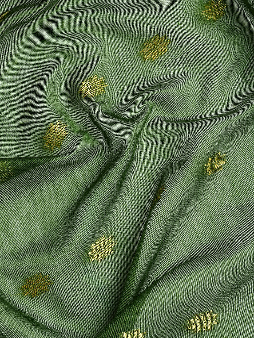 Pista Green & Magenta Zari Buti Silk Cotton Saree with blouse piece